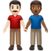 👨🏻‍🤝‍👨🏾 men holding hands: light skin tone, medium-dark skin tone display on Apple